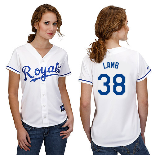 John Lamb #38 mlb Jersey-Kansas City Royals Women's Authentic Home White Cool Base Baseball Jersey